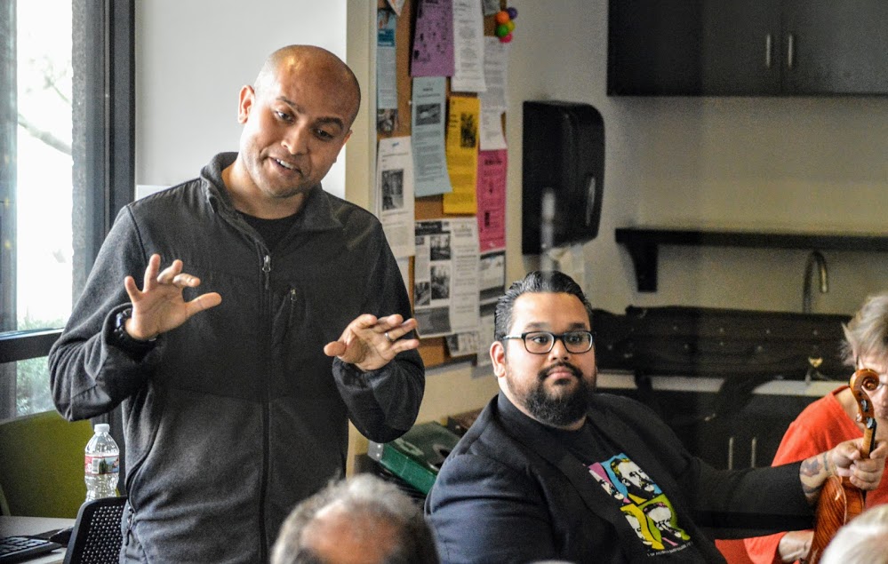 Derrick Spiva Jr., Composer and Vijay Gupta - Violinist at Noho Senior Villas.